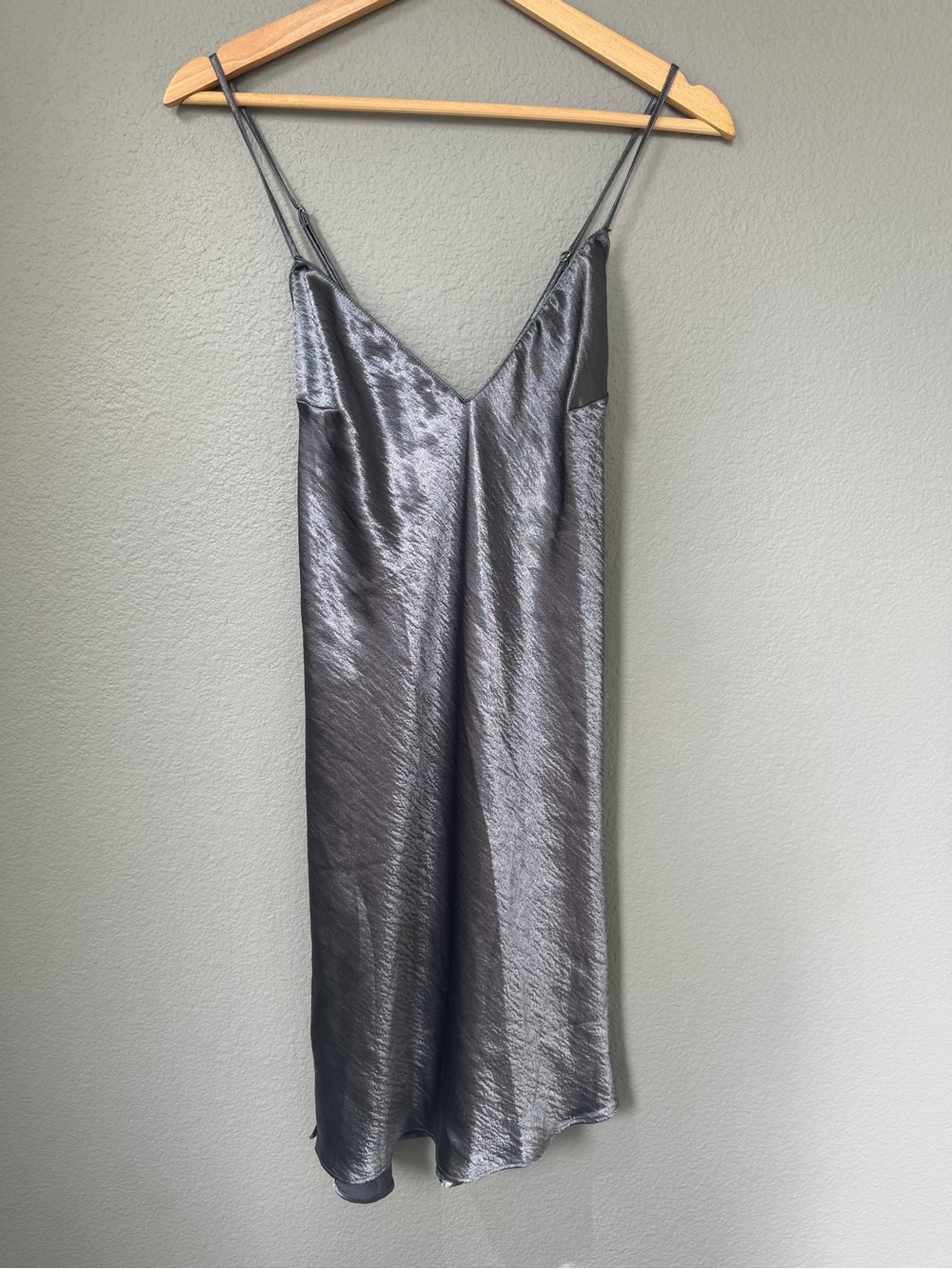 Victoria's Secret Metallic Dusty Blue Satin Slip Dress